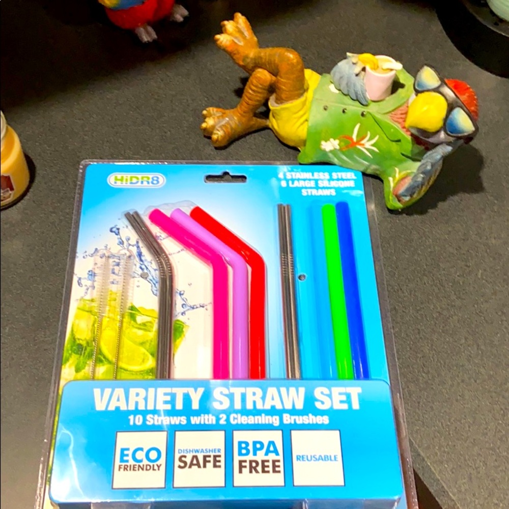 Variety stainless steel & silicone straws/cleaners